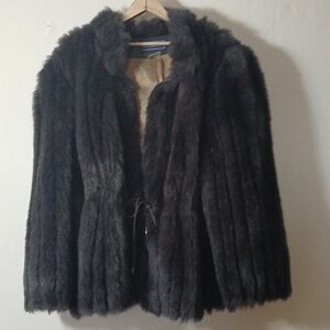 Women's Black faux fur Zip Jacket